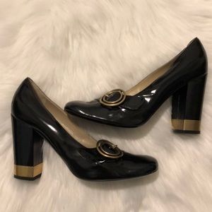 Chloe Patent Leather Black Chunky Heels